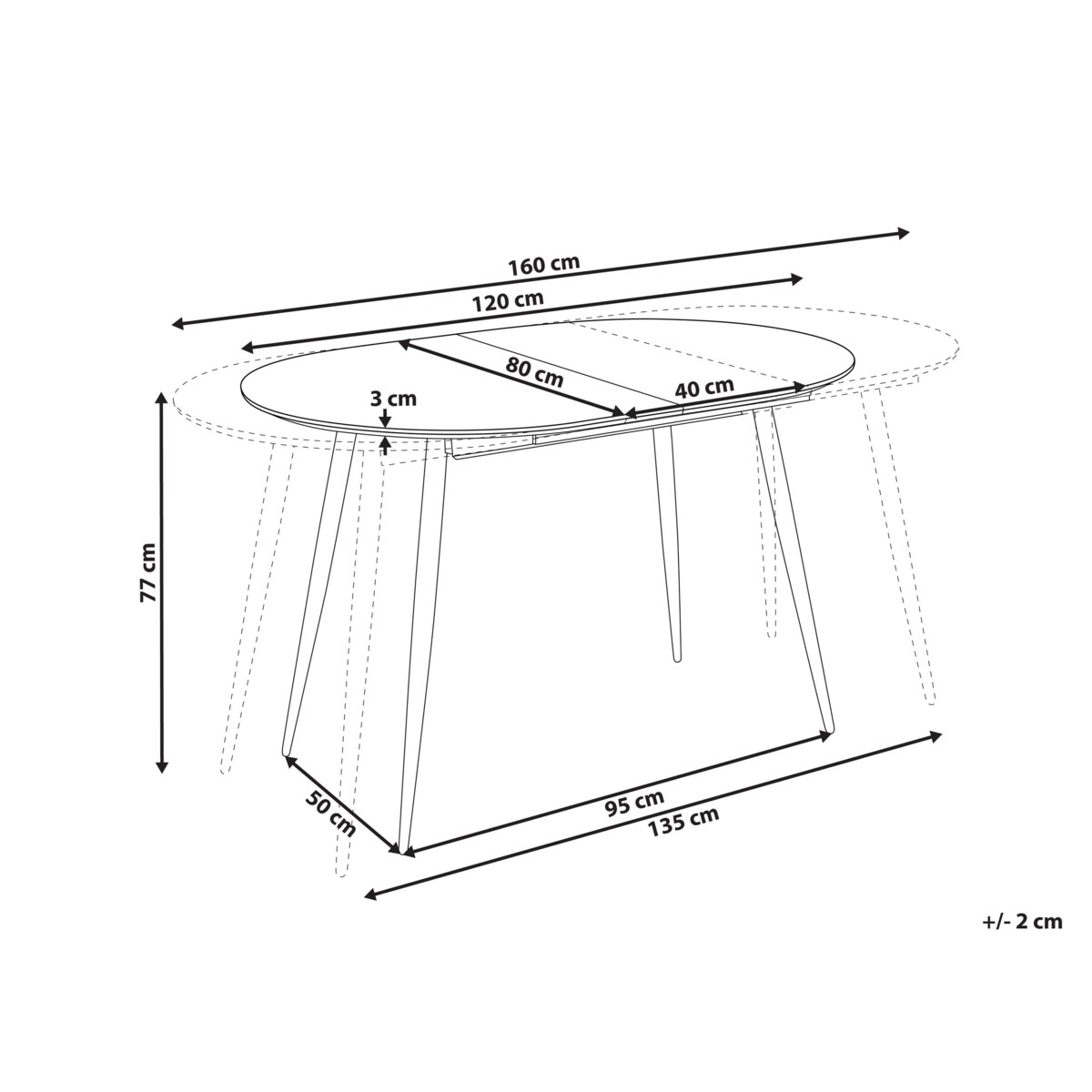 Stół do jadalni rozkładany CLAVET  Jasnobrązowy 120/160 cm 80 cm