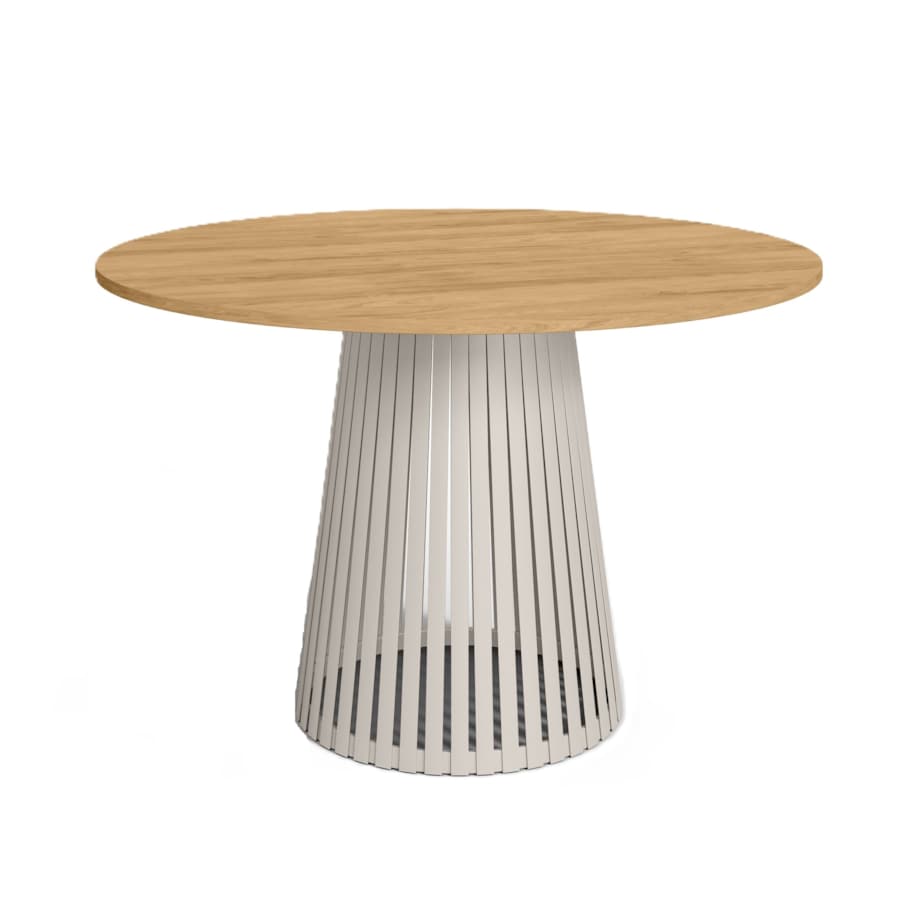 Stół VIV z lamelami do salonu, blat 75cm dąb hikora -podstawa kaszmirowa