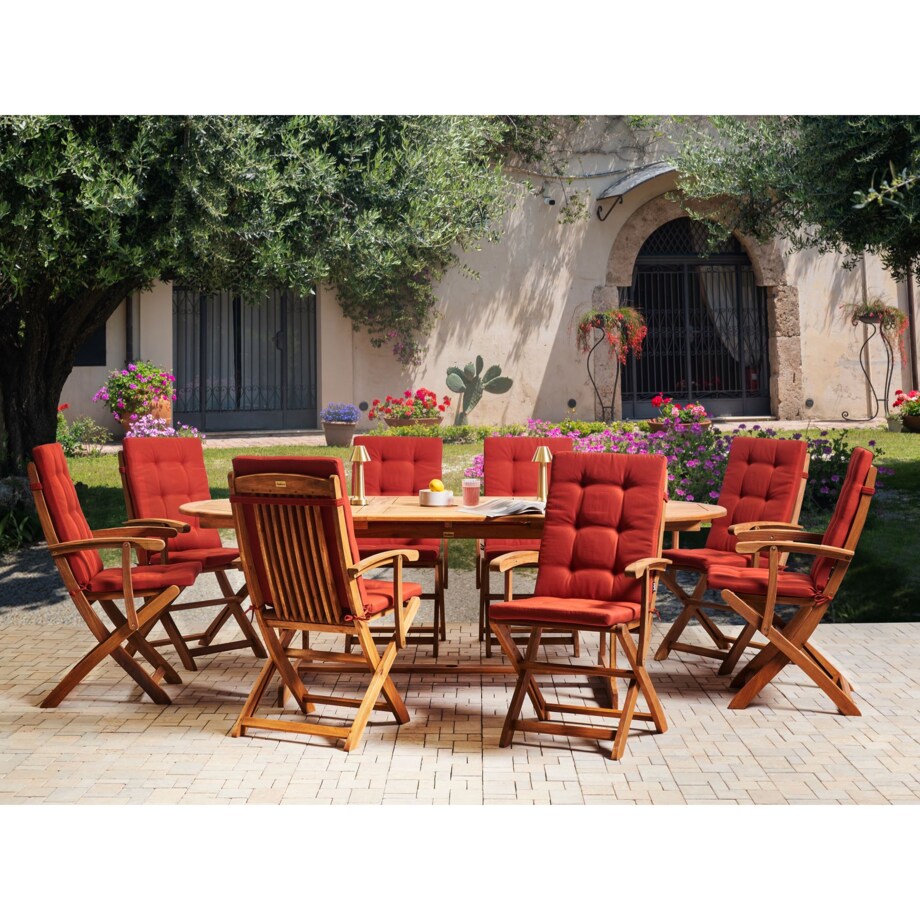 Zestaw ogrodowy dla 8 osób MAUI PREMIUM Drewno akacjowe Czerwony