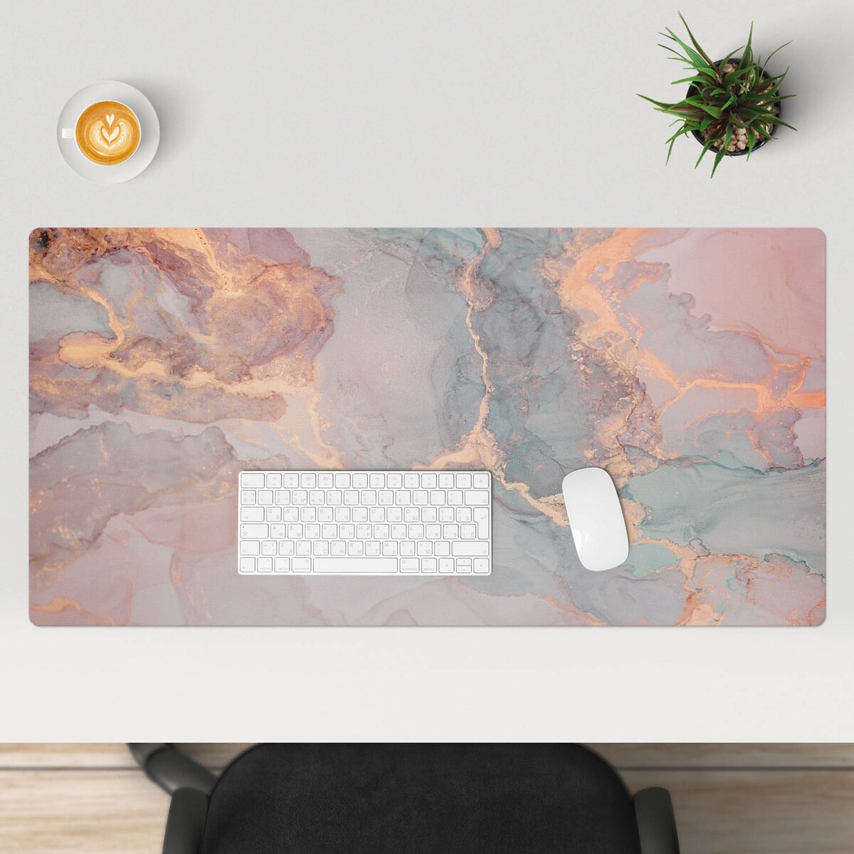 Różowa mata na biurko Abstrakcyjna akwarela, 100x50 cm