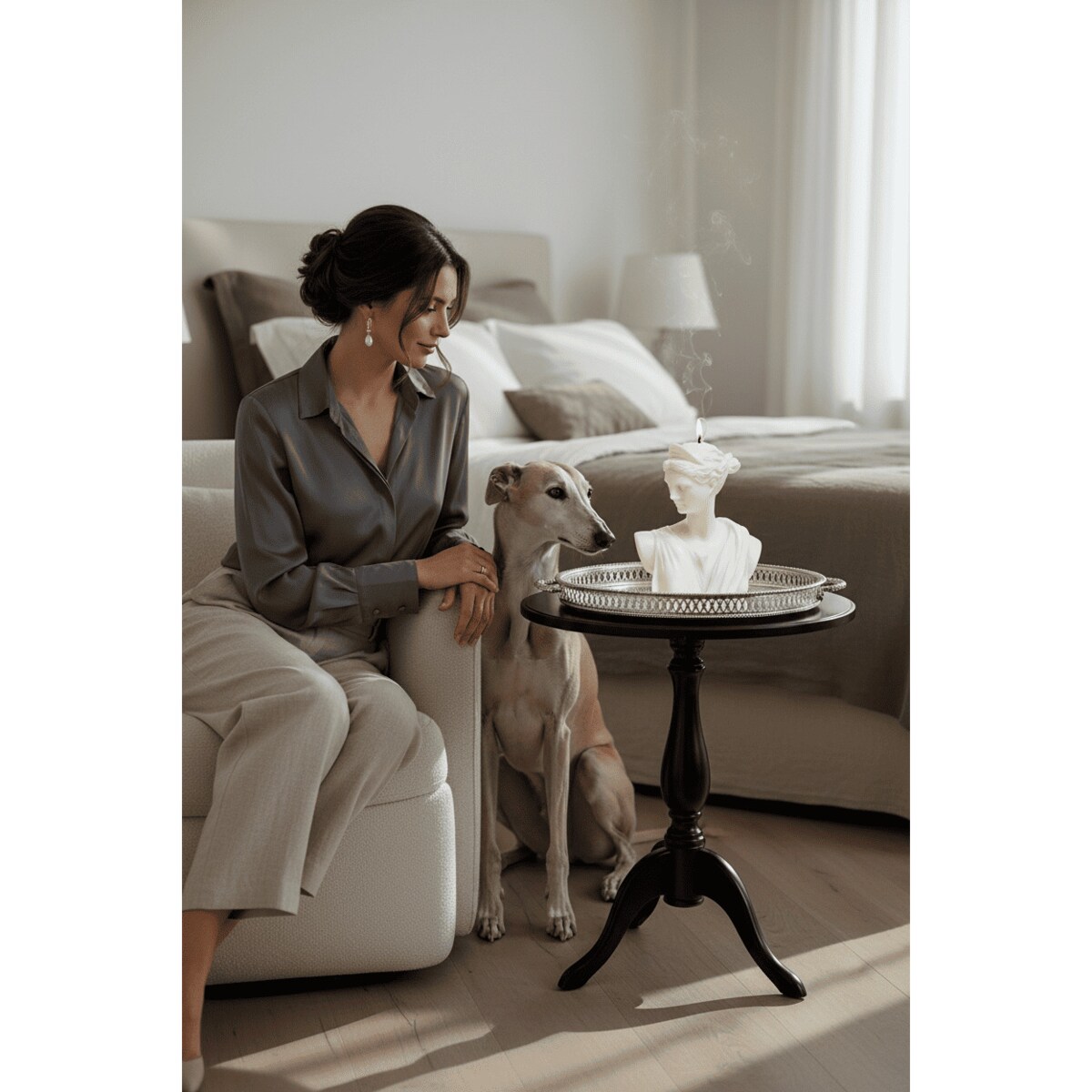 Świeca sojowa Artemis w formie dekoracyjnego popiersia – elegancka rzeźba do wnętrz