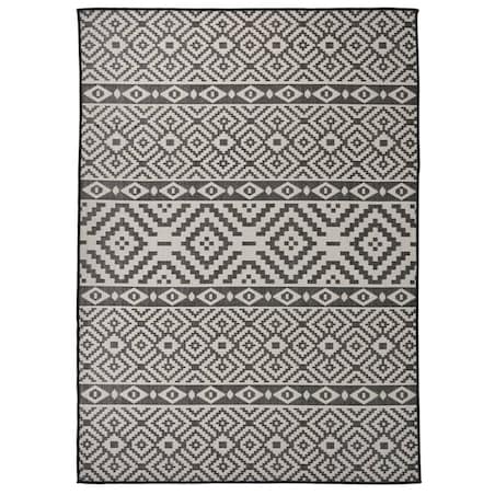 vidaXL Dywan zewnętrzny o płaskim splocie, 200x280 cm, czarne pasy