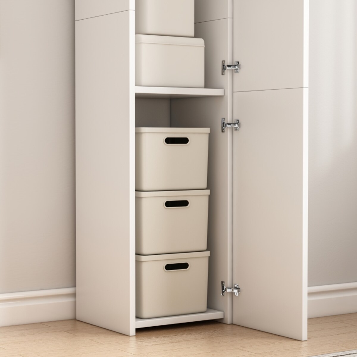 Regał Szafka Biała Nowoczesna Stojąca Słupek Wysoki Loft 3 Drzwi 170 Cm