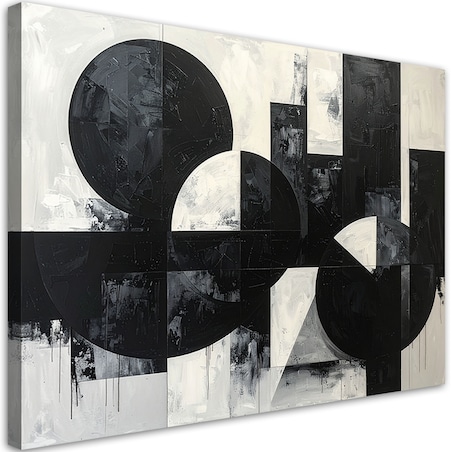 Obraz do salonu biura, Abstrakcyjna kompozycja koła kształty czarno biały