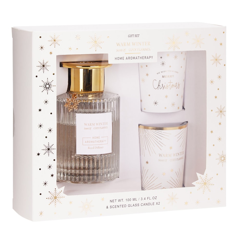 Dyfuzor Z Patyczkami Zapach Zestaw Zapachowy + Dwie Świece Dekoracje Świąteczny