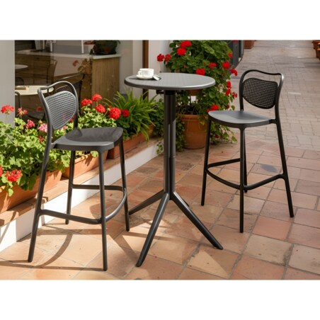 Stolik ogrodowy barowy LEGRENA 60 cm 60 cm Czarny