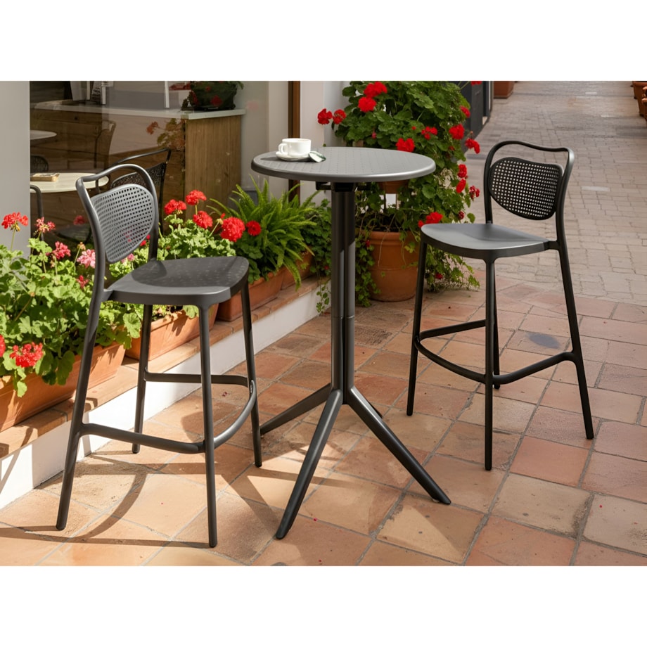 Stolik ogrodowy barowy LEGRENA 60 cm 60 cm Czarny