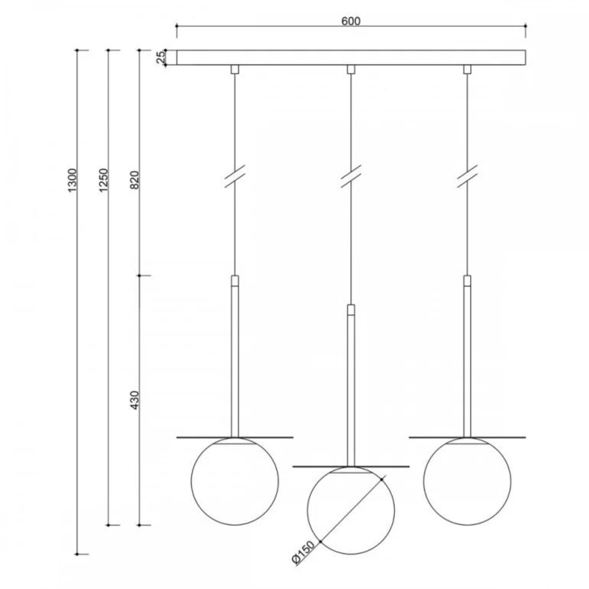BORRA B 3L czarna potrójna lampa sufitowa