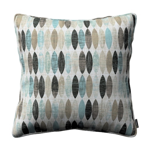 Poszewka Gabi na poduszkę 60x60 wzory w odcieniach błękitu, beżu i czarnego na jasnym tle
