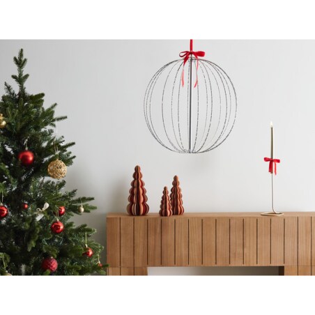 Dekoracja ogrodowa wisząca LED bombka 42 cm srebrna HOSFOS