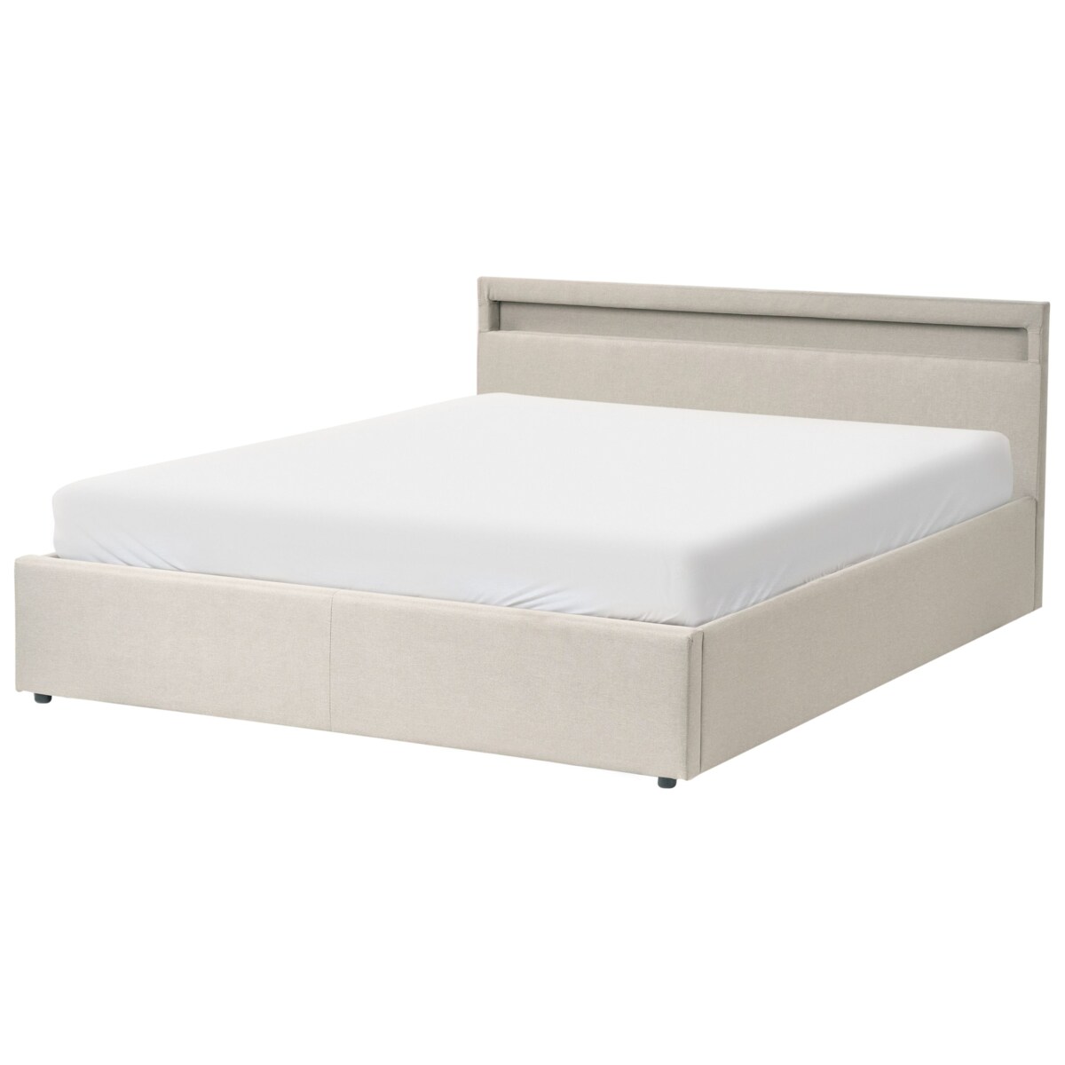 Łóżko LED z pojemnikiem ARMELLE 160 x 200 cm Beżowy