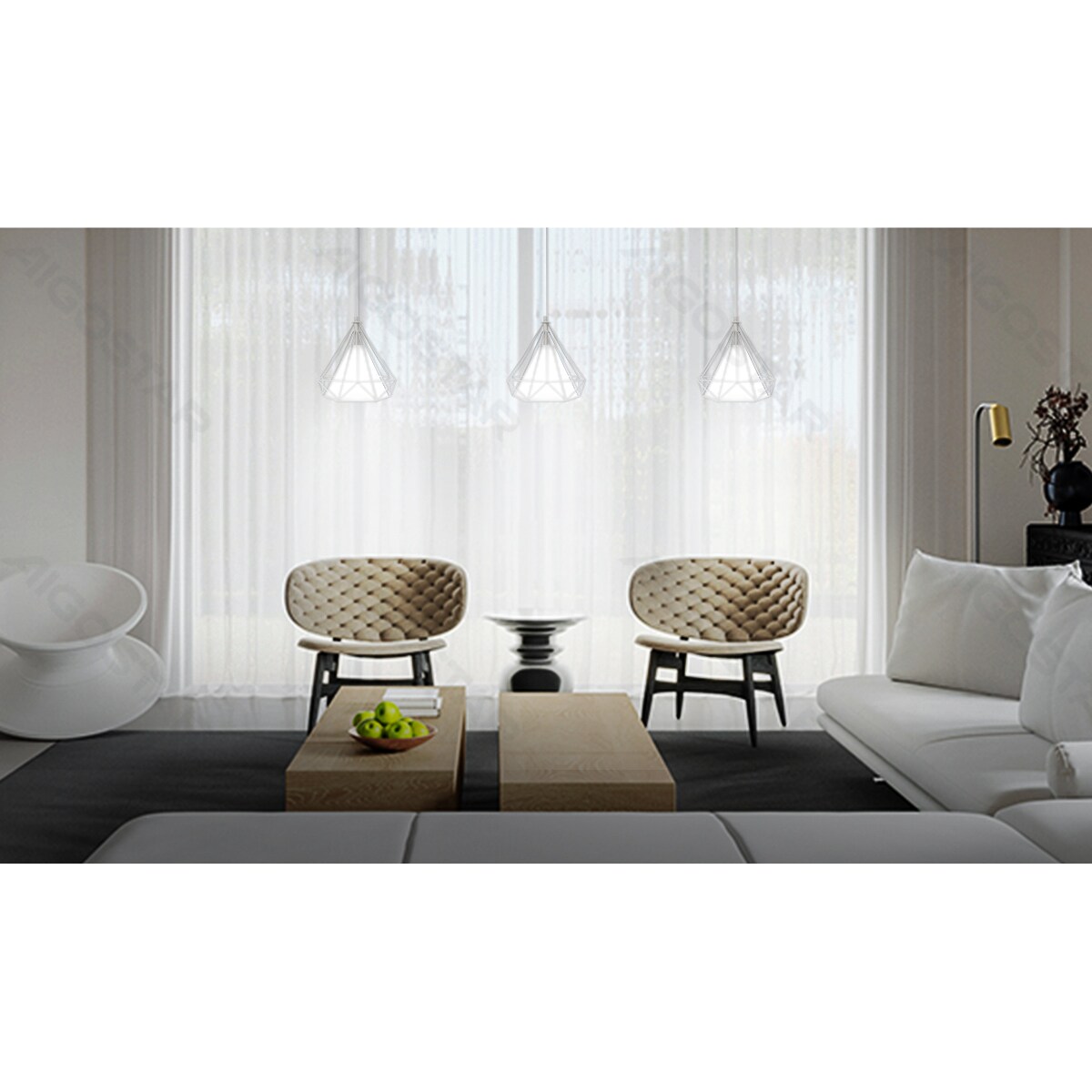 żyrandol z żelazną klatką loft biały e27