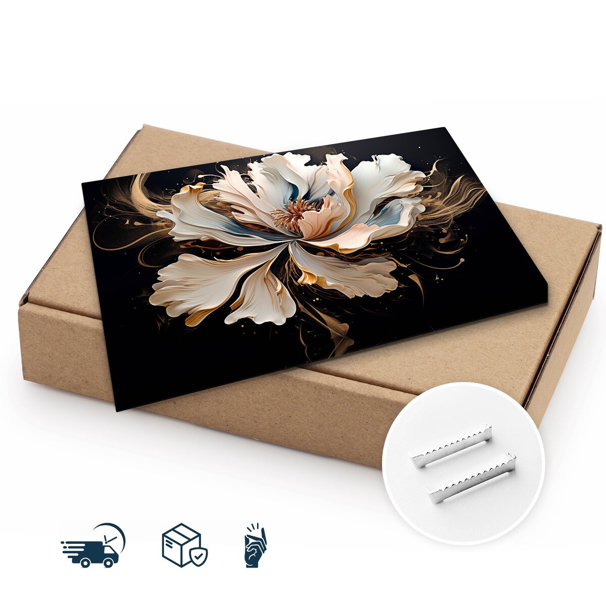 Obraz Do Salonu Abstrakcja Kwiaty Styl Glamour Nowoczesny Wzór 70x50cm