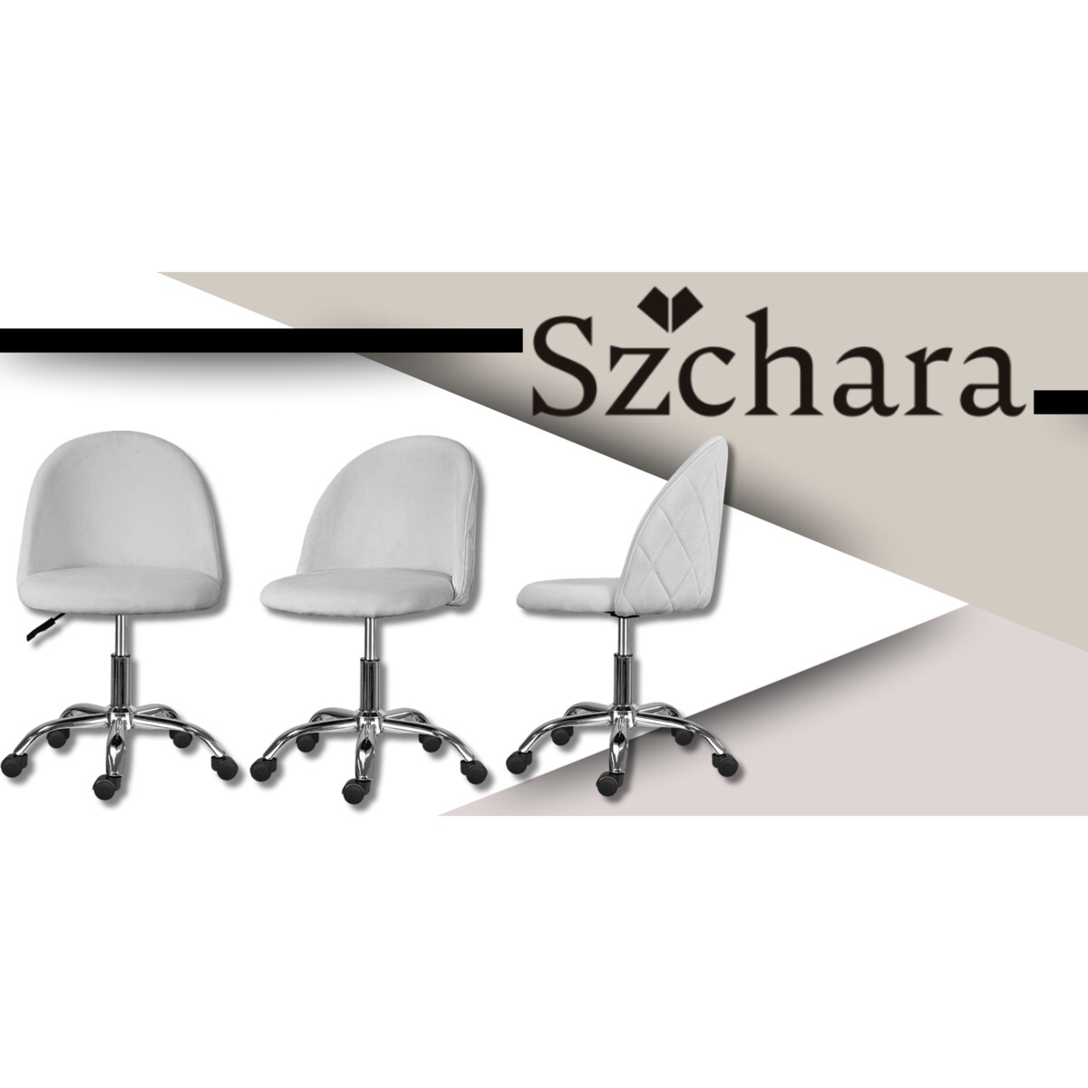 Fotel biurowy welurowy nowoczesny szary