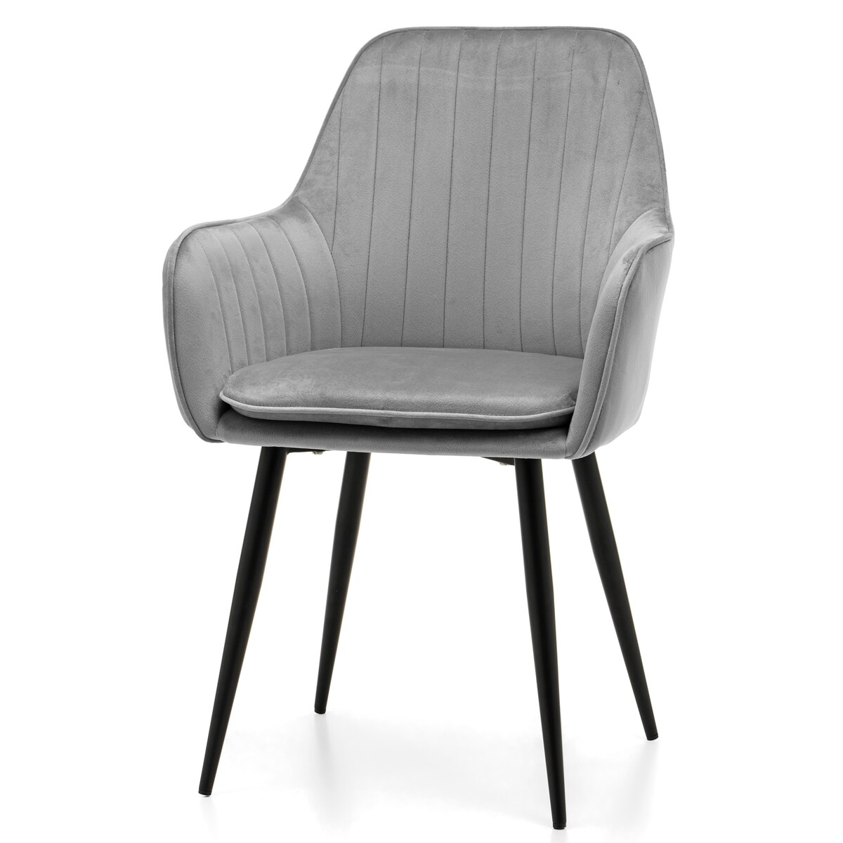 Krzesło tapicerowane EMILIA jasnoszara welur salon jadalnia