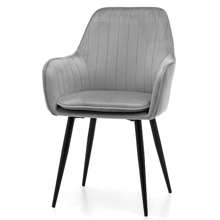 Krzesło tapicerowane EMILIA jasnoszara welur salon jadalnia
