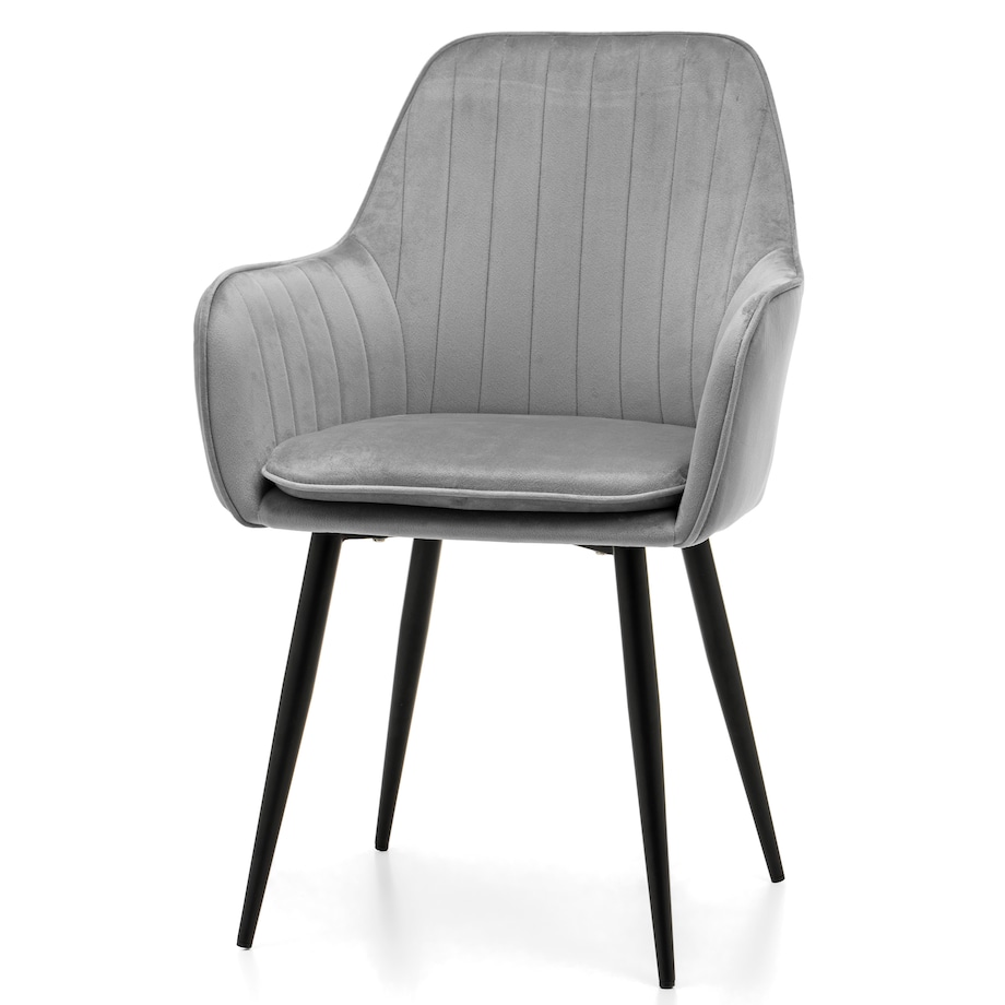 Krzesło tapicerowane EMILIA jasnoszara welur salon jadalnia