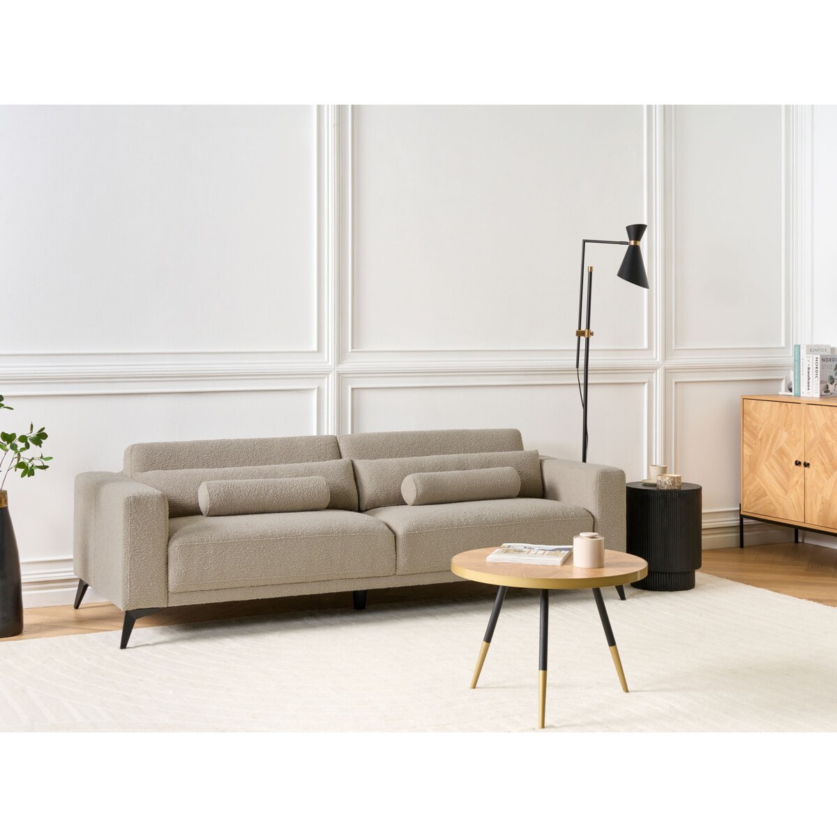 Sofa 3-osobowa boucle beżowoszara ANGE