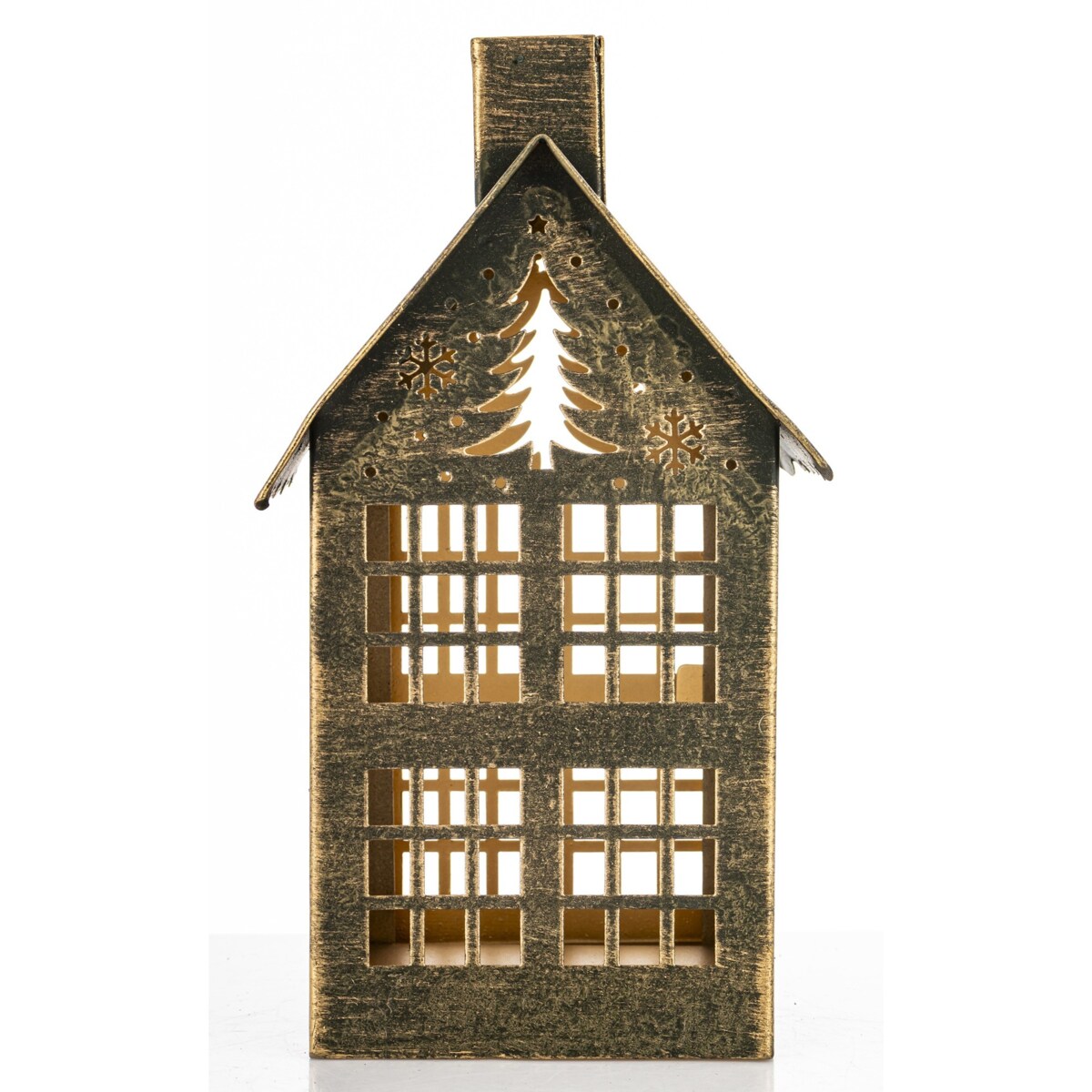 Dekoracja - metalowy domek 20x11,5x10 cm MIHNU z jeleniem na dachu