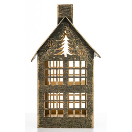 Dekoracja - metalowy domek 20x11,5x10 cm MIHNU z jeleniem na dachu