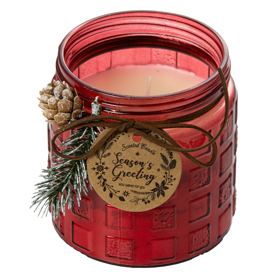 Świeczka Zapachowa Świeca Świąteczna Zapach Drzewny Dekoracja Czerwona