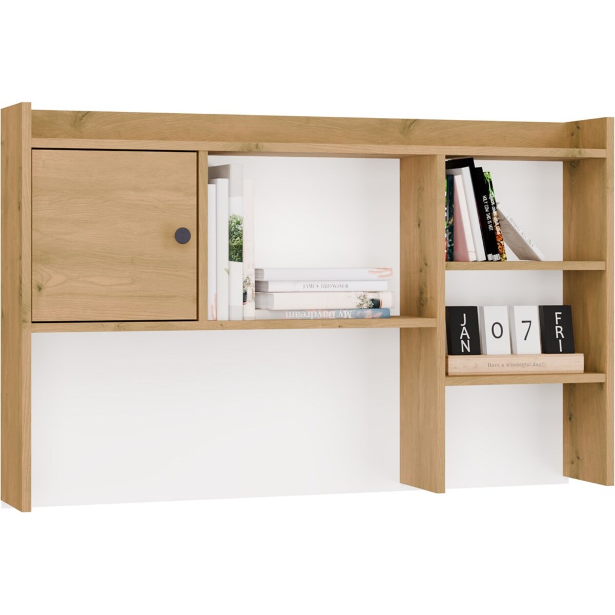 Nadstawka do Biurka 120 cm DĄB ARTISAN 1 Drzwi Regał Na Książki Dokumenty