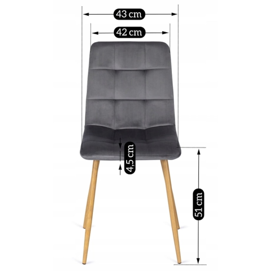 Krzesło Tapicerowane Welurowe Kuchenne Do Jadalni Salonu Szary FREDY