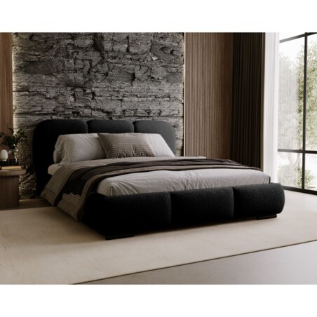 Łóżko tapicerowane 140x200 ROZA z pojemnikiem na pościel czarne