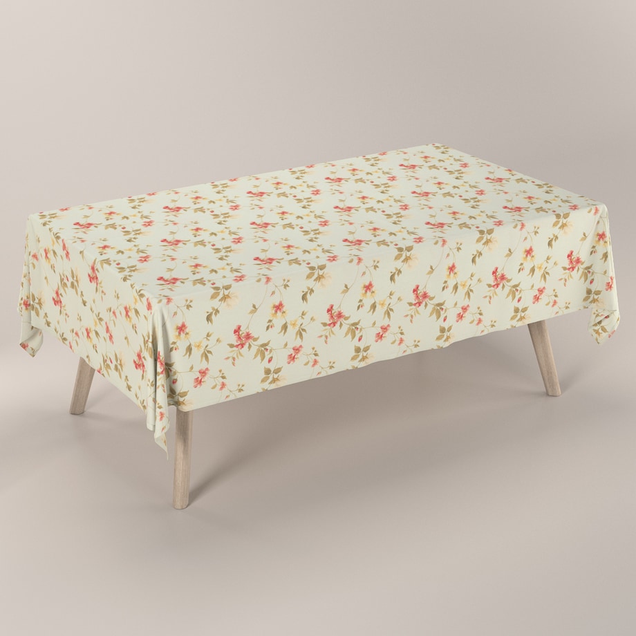 Obrus prostokątny 130 x 160 cm kwiatki na jasno-błękitnym tle