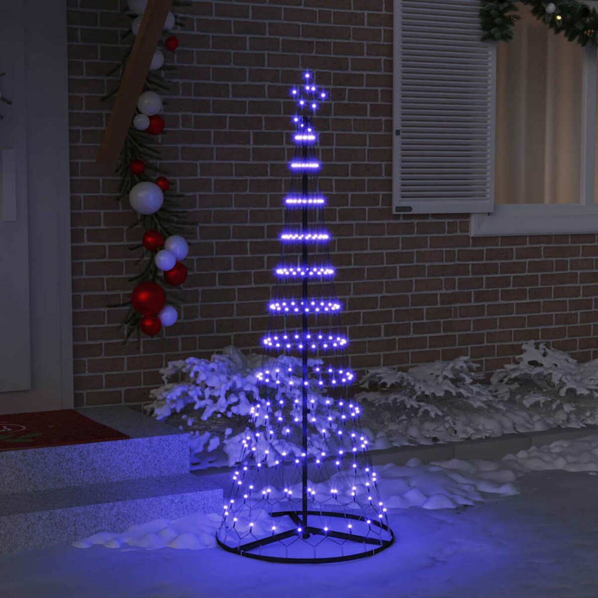 vidaXL Choinka świąteczna LED Niebieski 71 x 71 x 184.5 cm Metal
