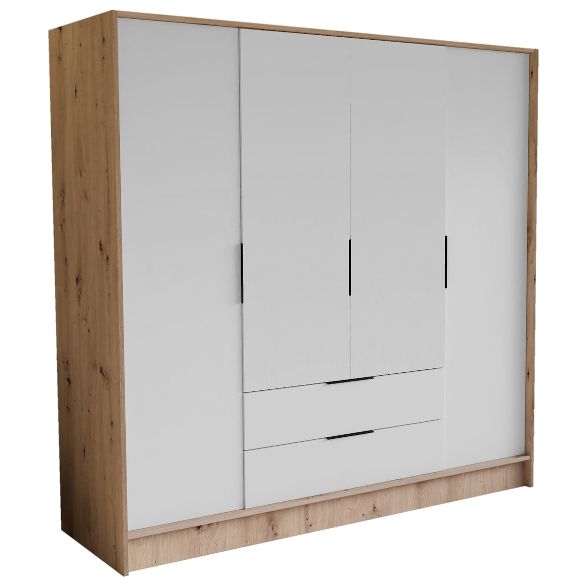 Szafa NIKOLA 200 z regulowanymi półkami, proste fronty- sonoma+biały front