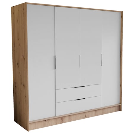 Szafa NIKOLA 200 z regulowanymi półkami, proste fronty- sonoma+biały front