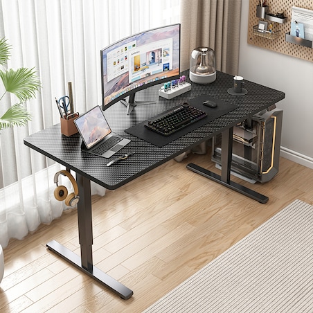 Biurko elektryczne podnoszone czarne 160 cm regulowane nowoczesne 72-118 cm