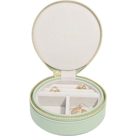 Pudełko podróżne na biżuterię Stackers Travel okrągłe zieleń szałwiowa