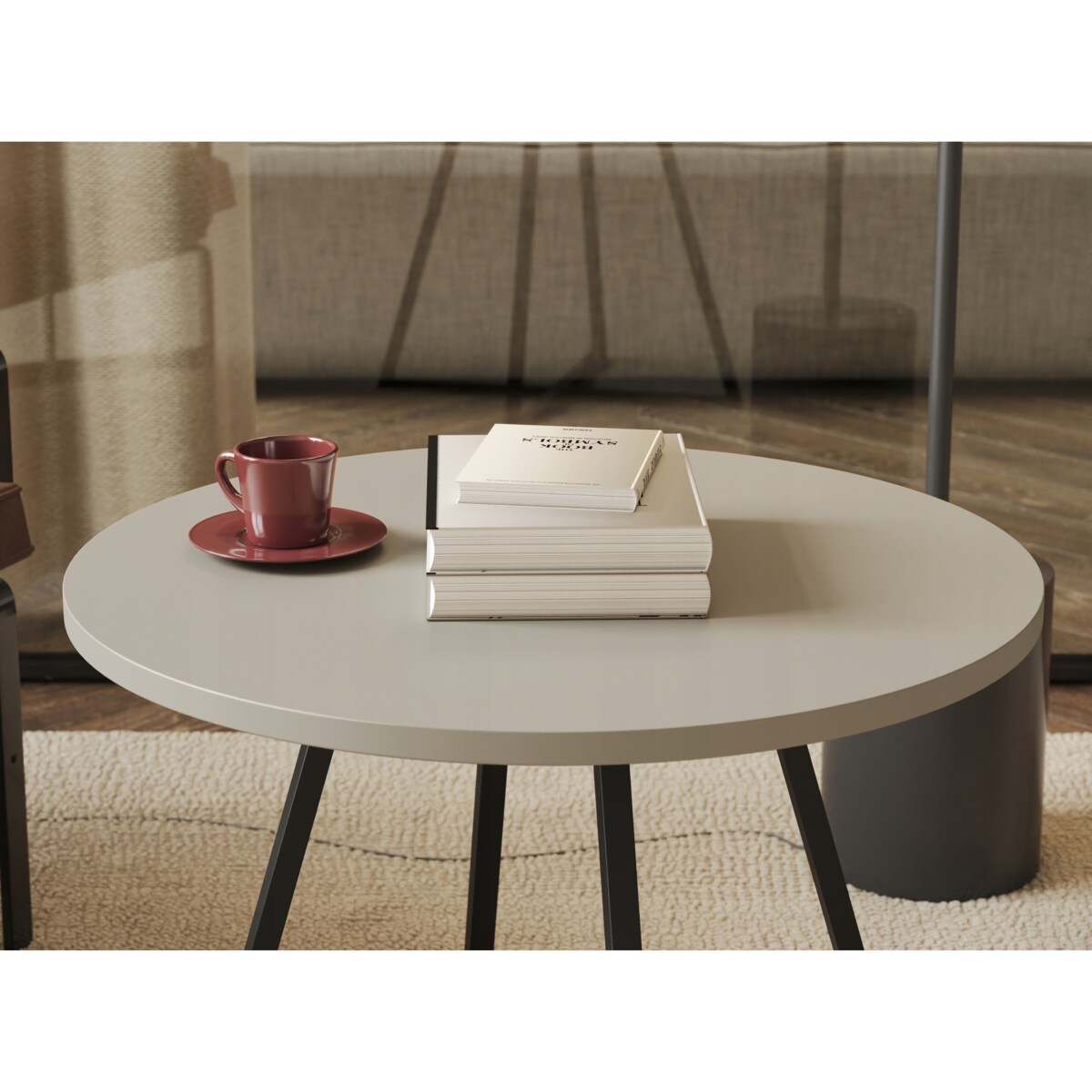 Stolik Kawowy KASZMIR Okrągły JAPANDI BOHO do Salonu Pokoju VERSO 50cm