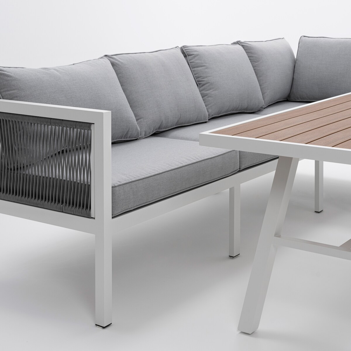 Meble ogrodowe aluminiowe narożnik stół PORTOFINO białe