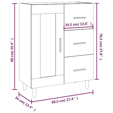 vidaXL Szafka, biała, 69,5x34x90 cm, materiał drewnopochodny