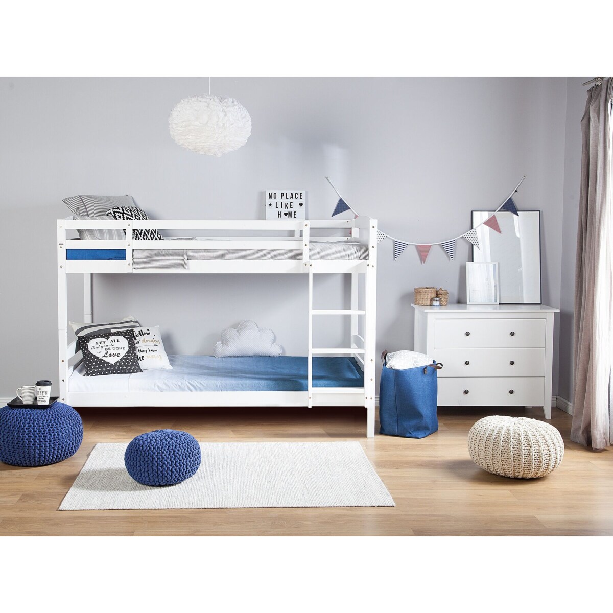 Łóżko piętrowe drewniane 90 x 200 cm białe REGAT