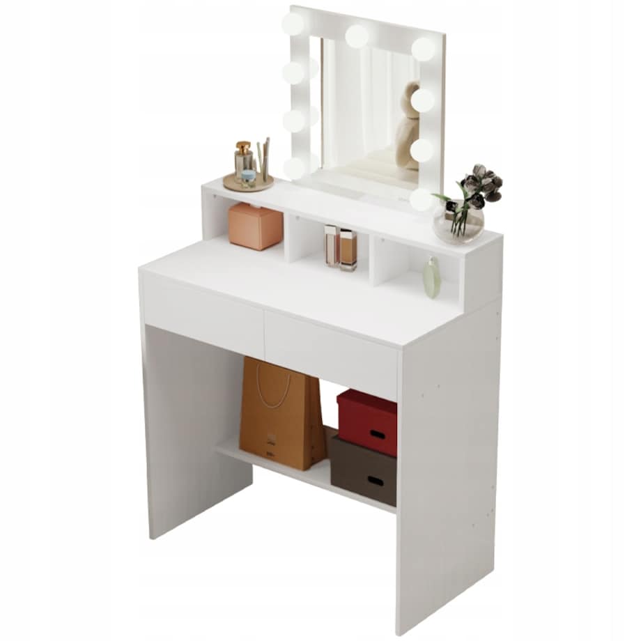 Toaletka z lustrem led do makijażu wizażu kosmetyczna nowoczesna loft 80 cm