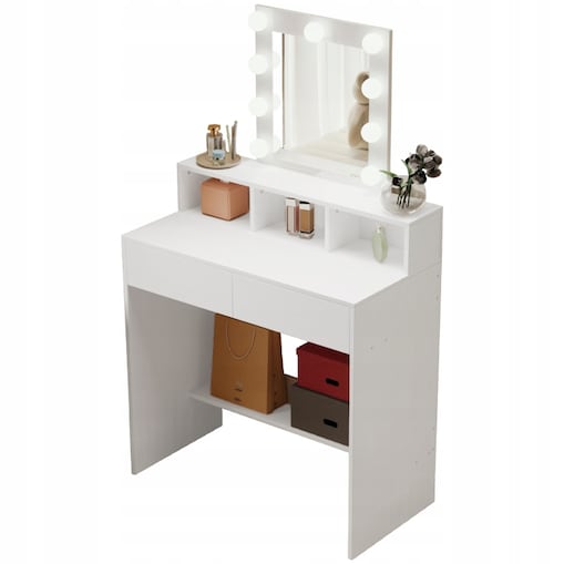 Toaletka z lustrem led do makijażu wizażu kosmetyczna nowoczesna loft 80 cm