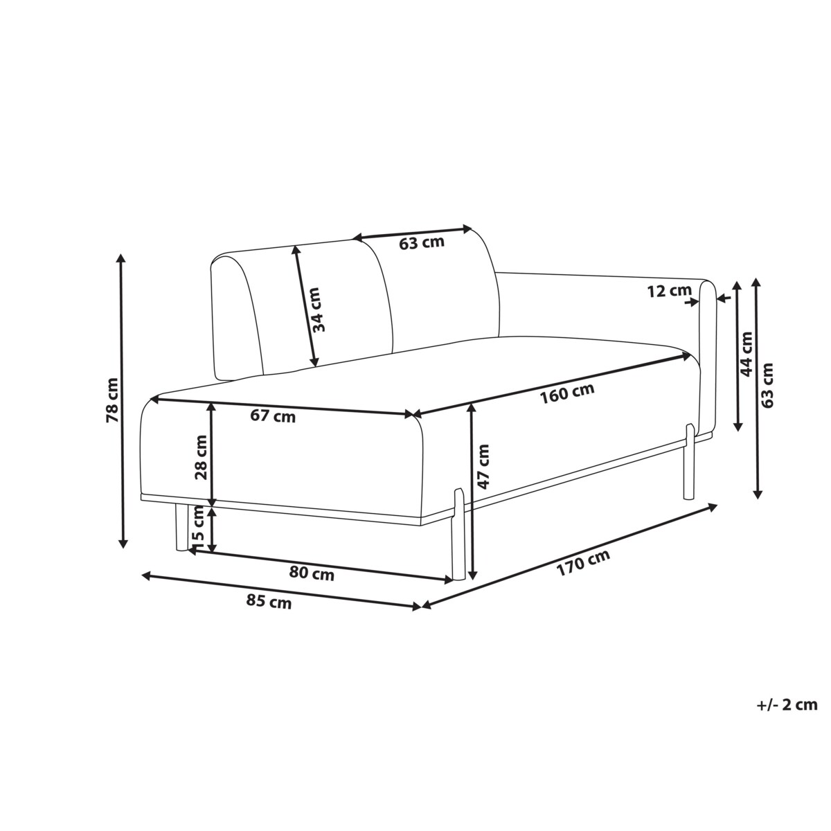 Szezlong SAVASSE Len syntetyczny Jasnoczerwony