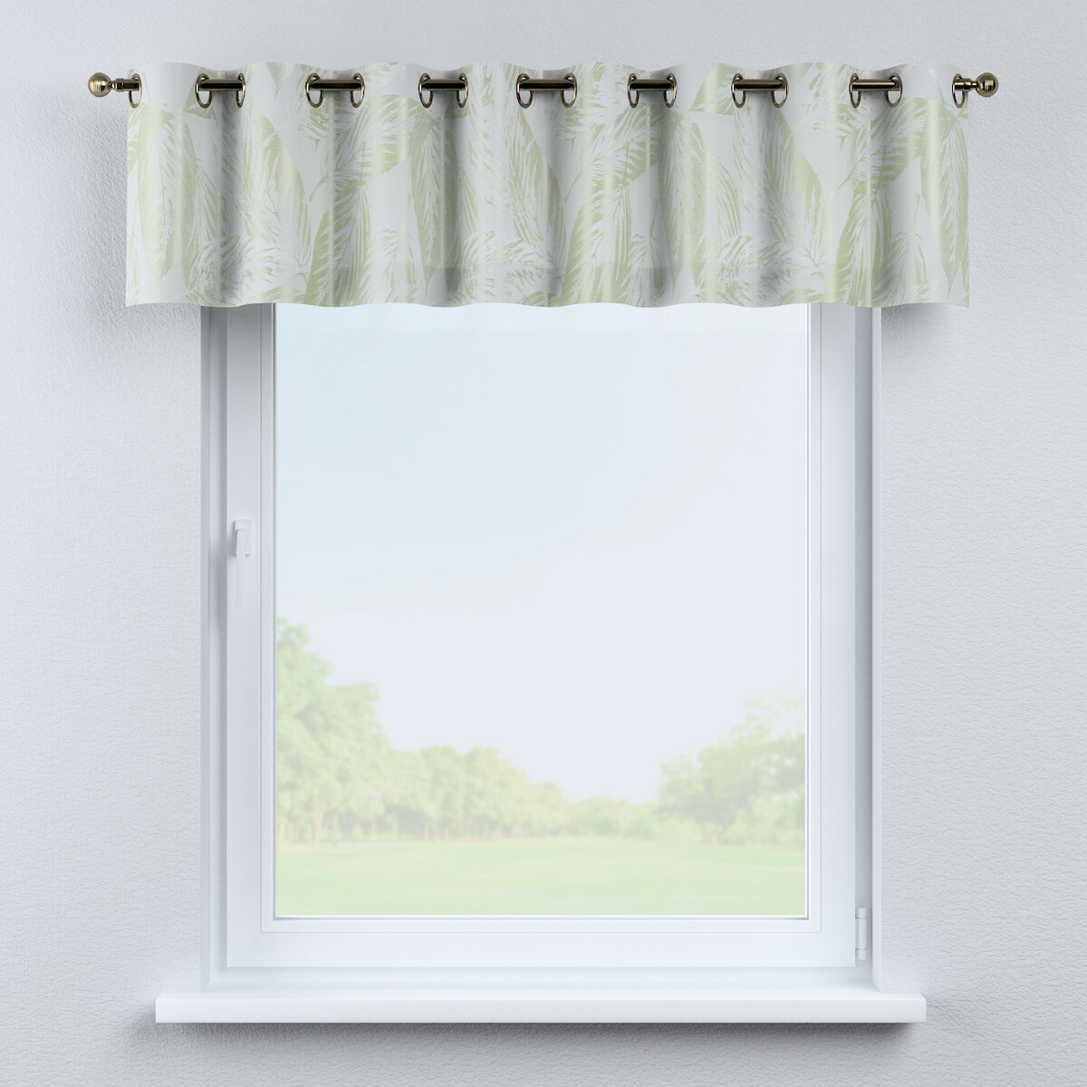 Lambrekin na kółkach 390x40 zielone liście