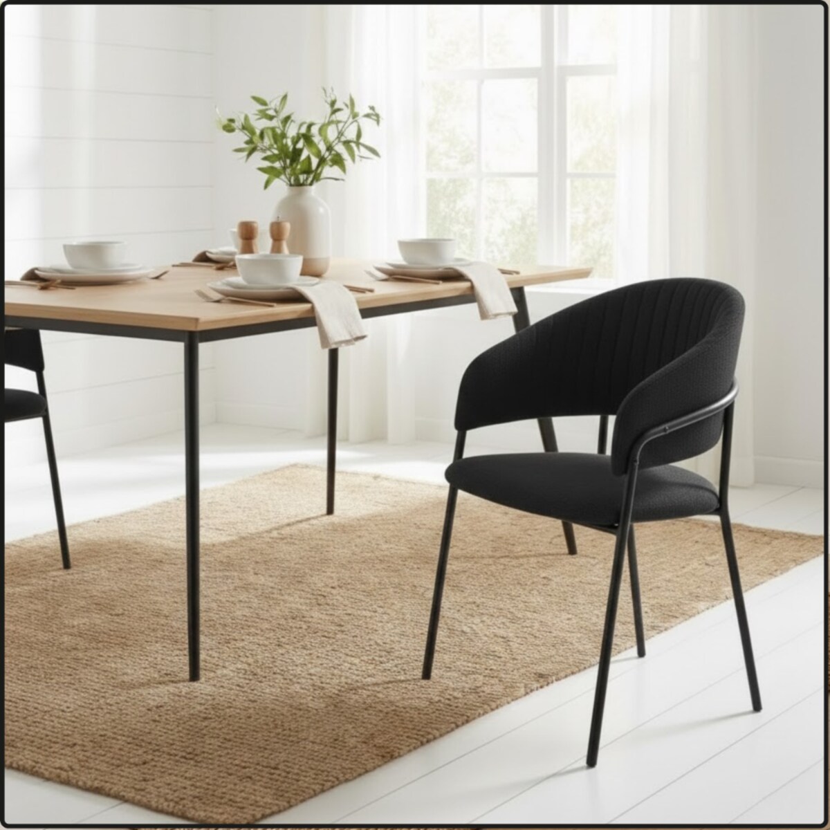 Krzesło tapicerowane nowoczesne wygodne pikowane do jadalni salonu czarne welurowe