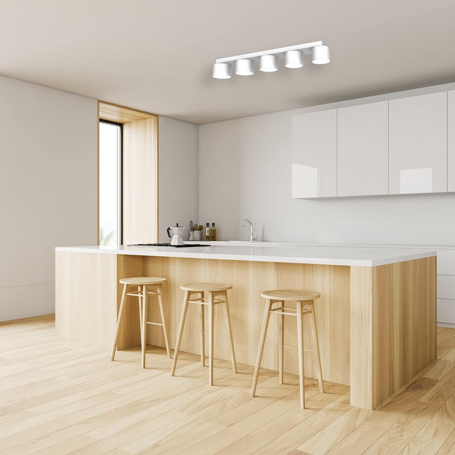 Minimalistyczna lampa sufitowa Dixie tuby do jadalni białe