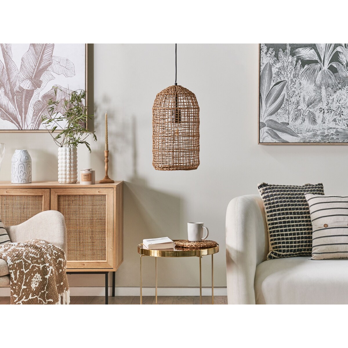 Lampa wisząca pleciona brązowa LUCITE