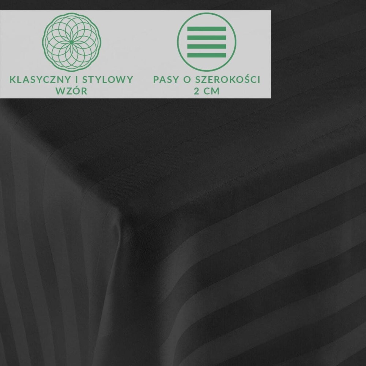 Prześcieradło bambusowe satyna bawełniana 220x260 Bamboo paski, czarne