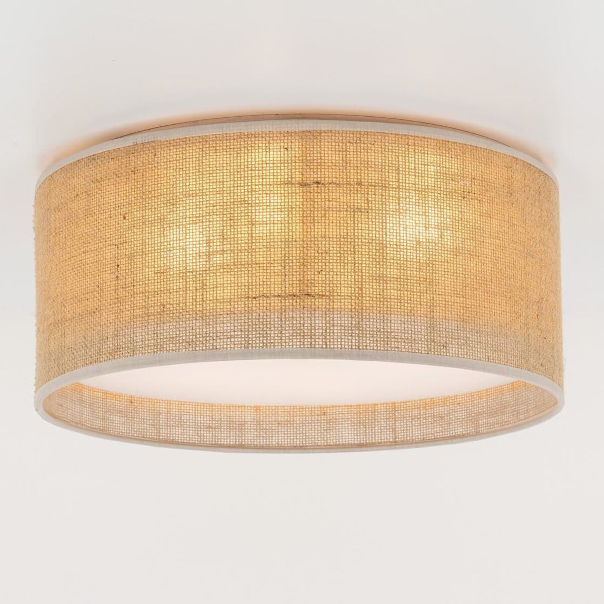 Okrągły plafon jutowy klosz Juta 5798 TK Lighting do salonu brązowy biały