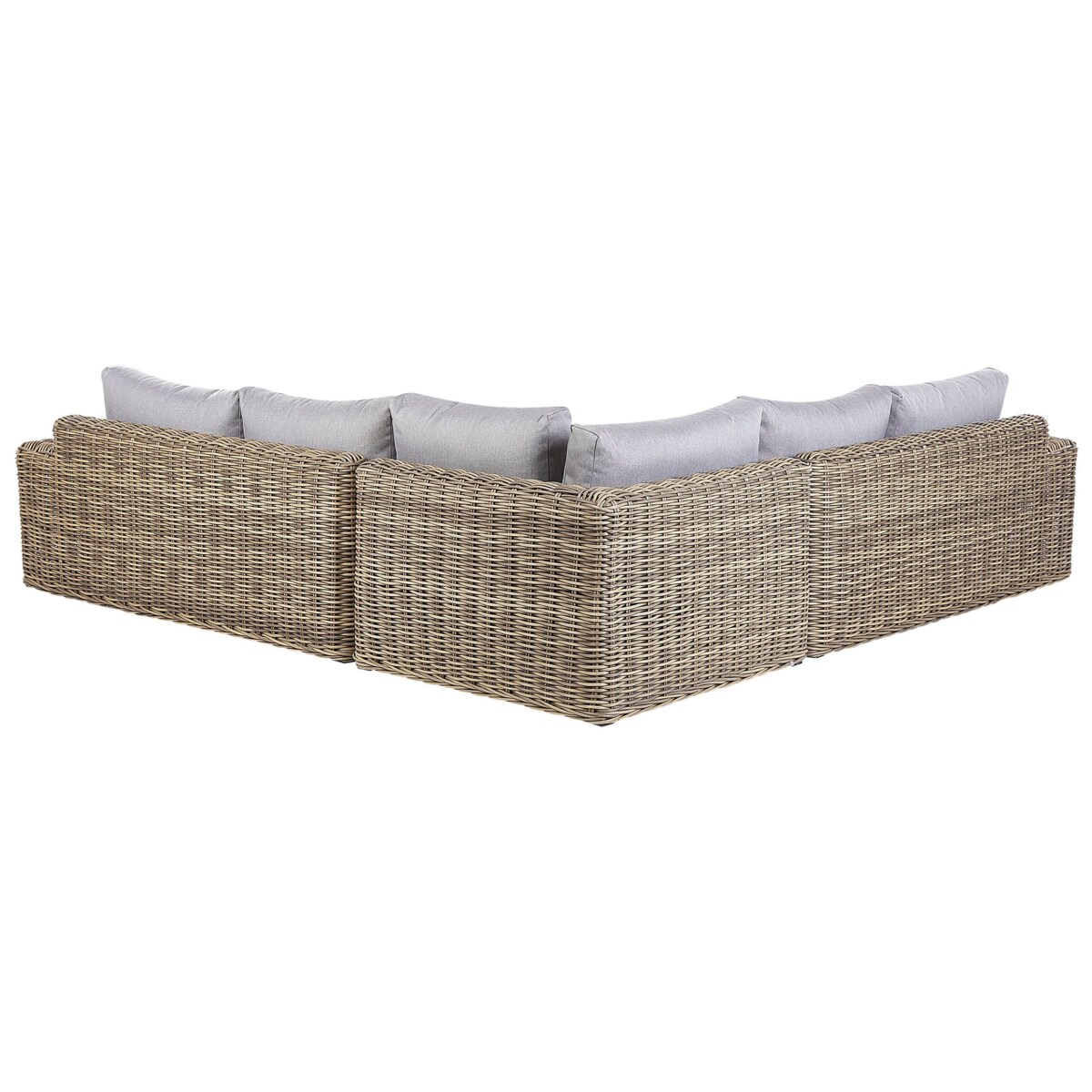 Narożnik ogrodowy z otomaną dla 6 osób PALERMO Modułowy Technorattan Jasnobrązowy