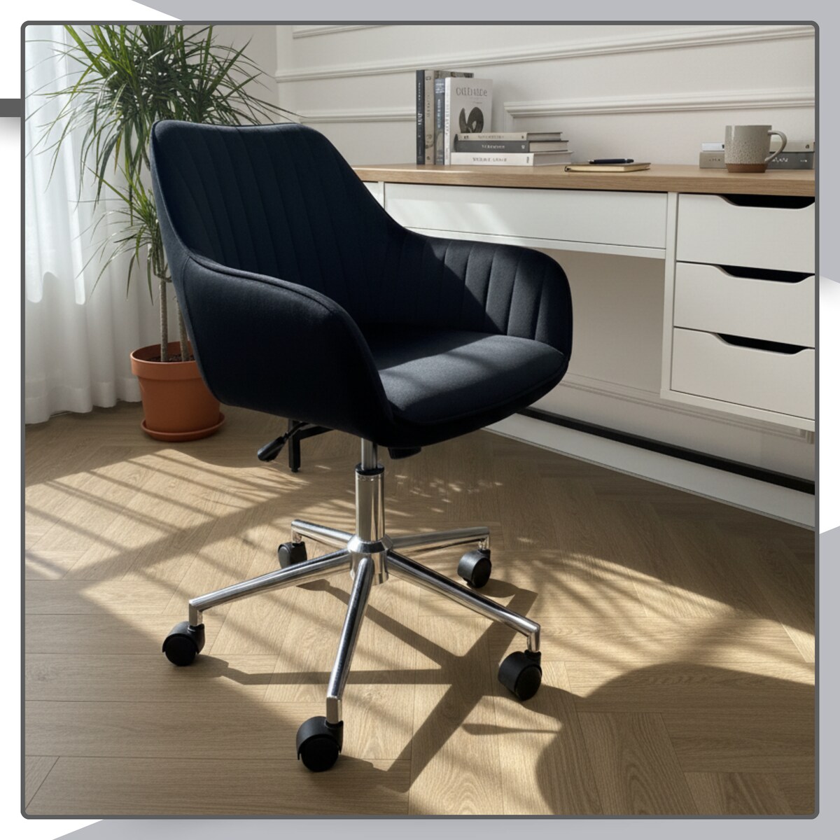 Krzesło biurowe fotel obrotowy welurowy czarny do biurka toaletki