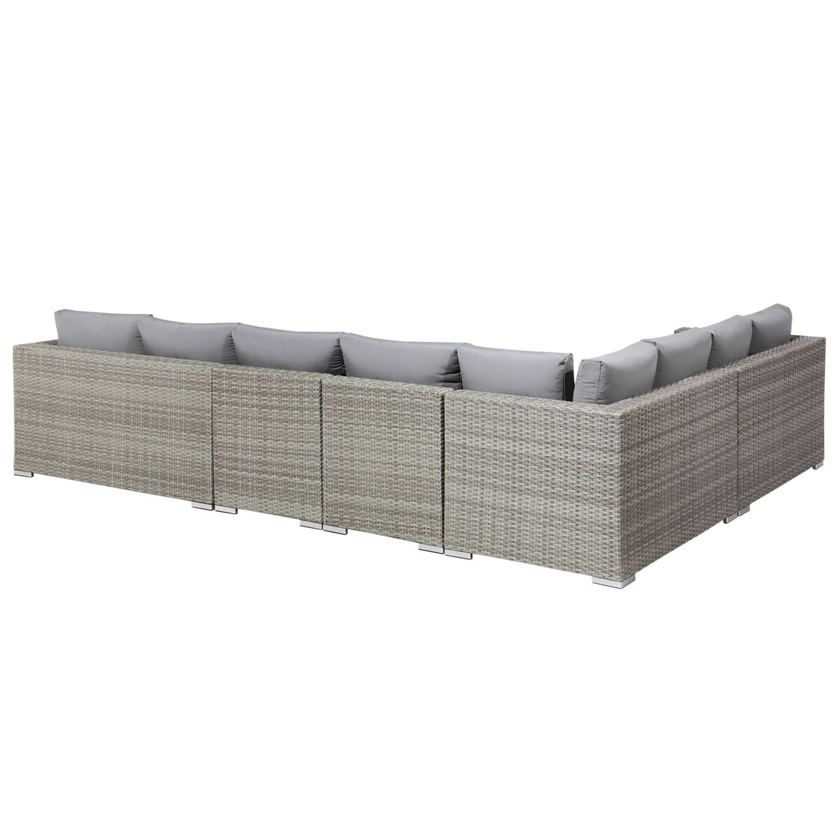 Zestaw ogrodowy ze stolikiem dla 8 osób XXL Prawostronny Modułowy Technorattan Szary